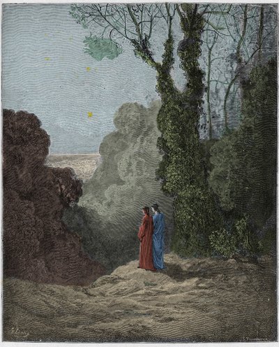 Purgatorio, Canto 1: I poeti contemplano la bellezza di Venere nel cielo del mattino (illustrazione dalla Divina Commedia di Dante Alighieri, 1885) da Gustave after Dore